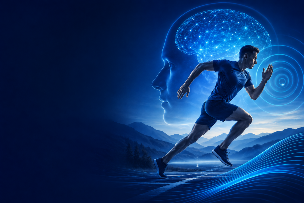 Sportif concentré visualisant sa performance, illustrant le travail mental EMDR et hypnose pour la performance sportive